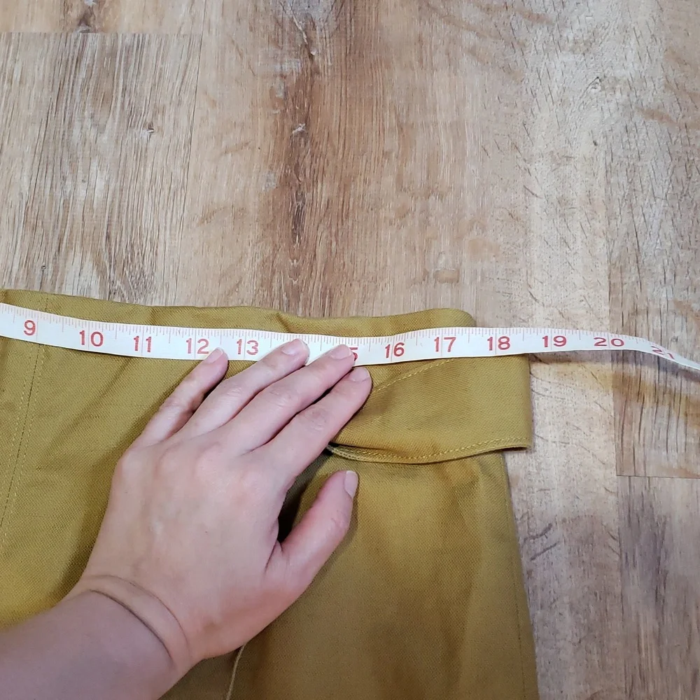 J Crew Tie Waist Skirt In Cotton-Linen, Color "Safari Gold", Size 14 - Picture 4 of 9
